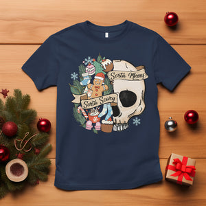 Skull Christmas T Shirt Sorta Scary Sorta Merry TS02 Navy Printyourwear