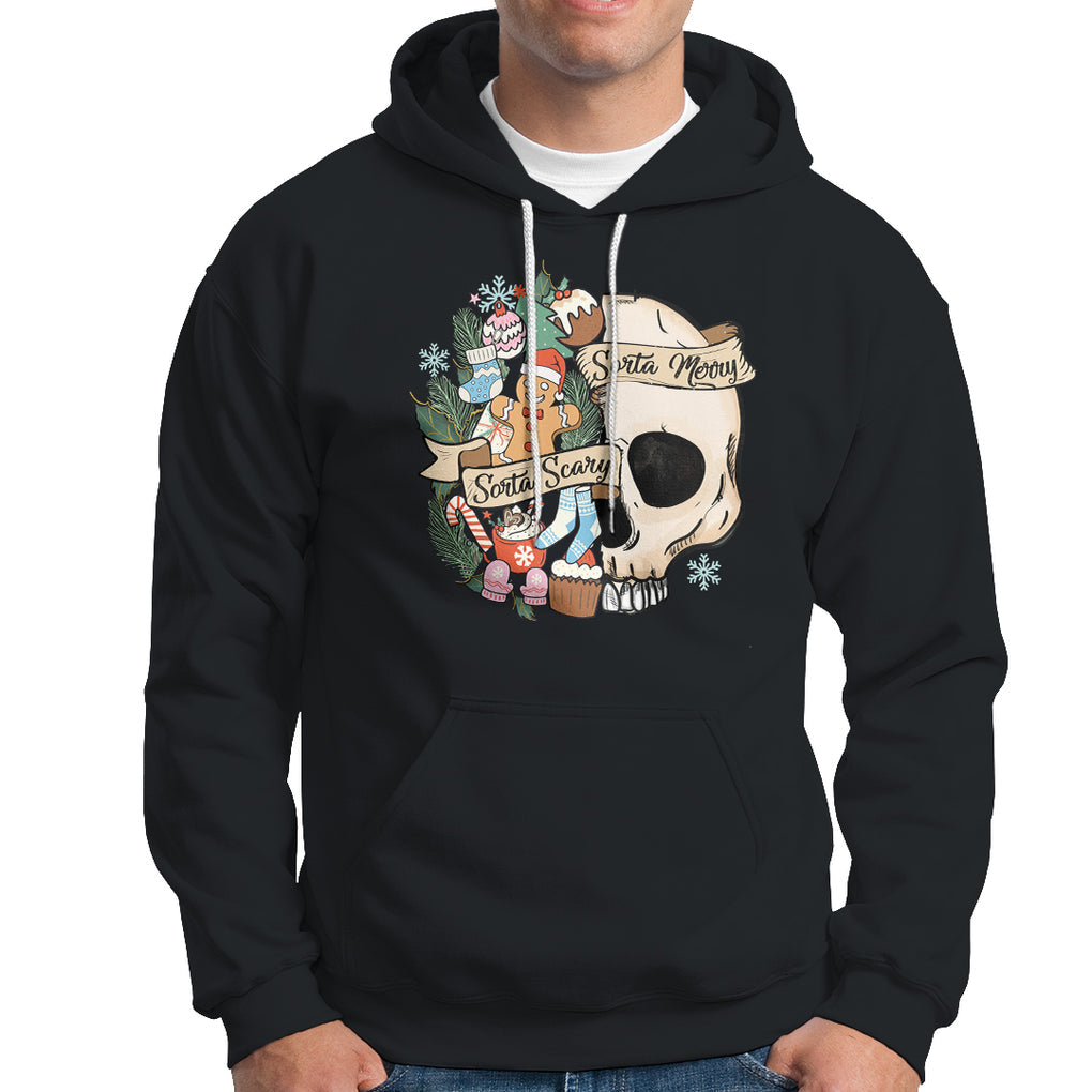 Skull Christmas Hoodie Sorta Scary Sorta Merry TS02 Black Printyourwear