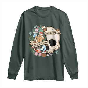 Skull Christmas Long Sleeve Shirt Sorta Scary Sorta Merry TS02 Dark Forest Green Print Your Wear