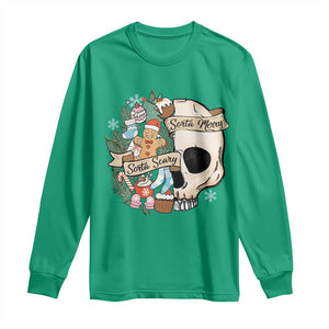 Skull Christmas Long Sleeve Shirt Sorta Scary Sorta Merry TS02 Irish Green Print Your Wear