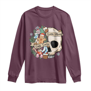 Skull Christmas Long Sleeve Shirt Sorta Scary Sorta Merry TS02 Maroon Print Your Wear