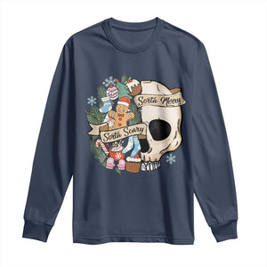 Skull Christmas Long Sleeve Shirt Sorta Scary Sorta Merry TS02 Navy Print Your Wear