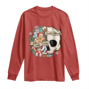 Skull Christmas Long Sleeve Shirt Sorta Scary Sorta Merry TS02 Red Print Your Wear