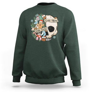 Skull Christmas Sweatshirt Sorta Scary Sorta Merry TS02 Dark Forest Green Printyourwear