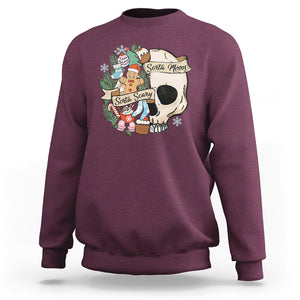 Skull Christmas Sweatshirt Sorta Scary Sorta Merry TS02 Maroon Printyourwear