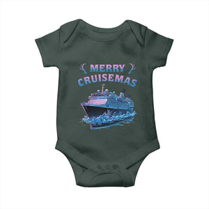 Christmas Cruise Baby Onesie Merry Cruisemas Xmas Family Trip Reunion TS02 Dark Forest Green Print Your Wear