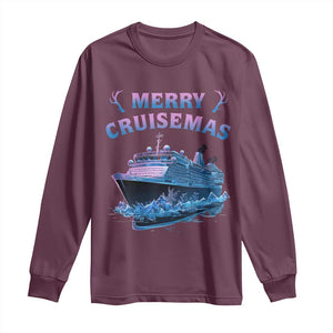 Christmas Cruise Long Sleeve Shirt Merry Cruisemas Xmas Family Trip Reunion TS02 Maroon Print Your Wear