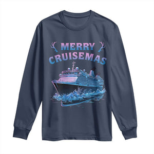 Christmas Cruise Long Sleeve Shirt Merry Cruisemas Xmas Family Trip Reunion TS02 Navy Print Your Wear