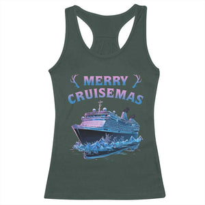 Christmas Cruise Racerback Tank Top Merry Cruisemas Xmas Family Trip Reunion TS02 Dark Forest Green Print Your Wear