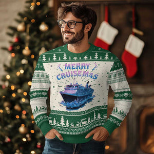 Christmas Cruise Ugly Christmas Sweater Merry Cruisemas Xmas Family Trip Reunion TS02 Green Print Your Wear