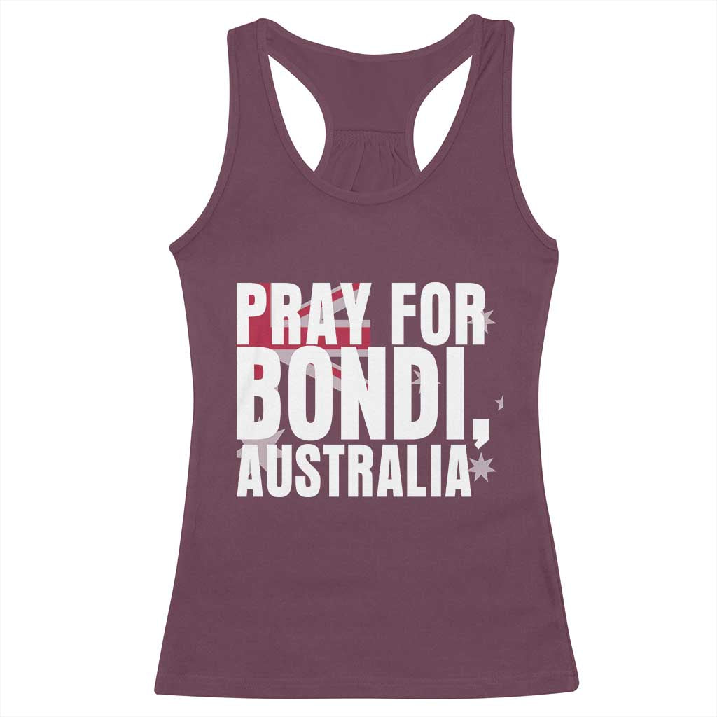 Pray for Bondi Australia Racerback Tank Top Memorial Unity and Support Tribute TS02 Maroon Print Your Wear