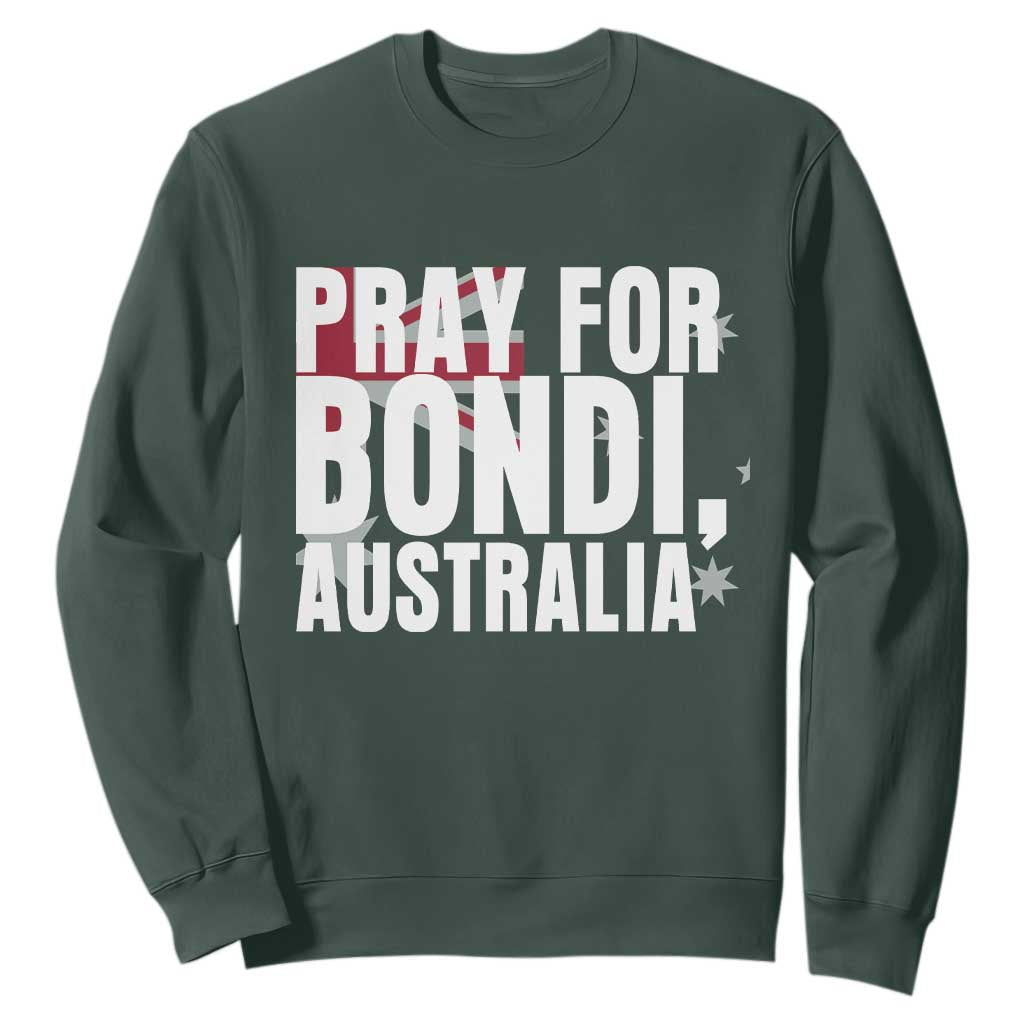 Pray for Bondi Australia Sweatshirt Memorial Unity and Support Tribute TS02 Dark Forest Green Print Your Wear