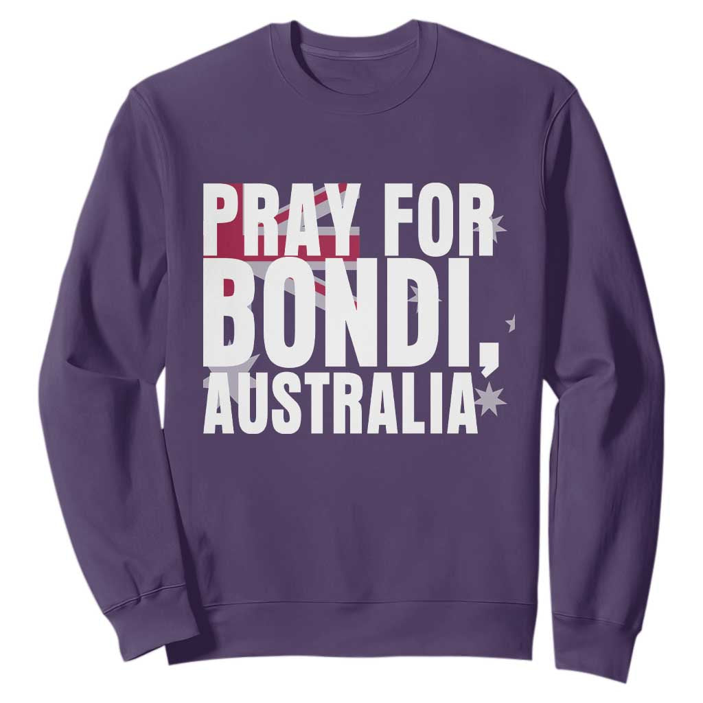 Pray for Bondi Australia Sweatshirt Memorial Unity and Support Tribute TS02 Purple Print Your Wear