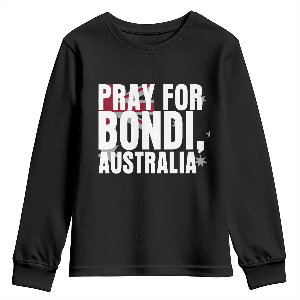 Pray for Bondi Australia Youth Sweatshirt Memorial Unity and Support Tribute TS02 Black Print Your Wear