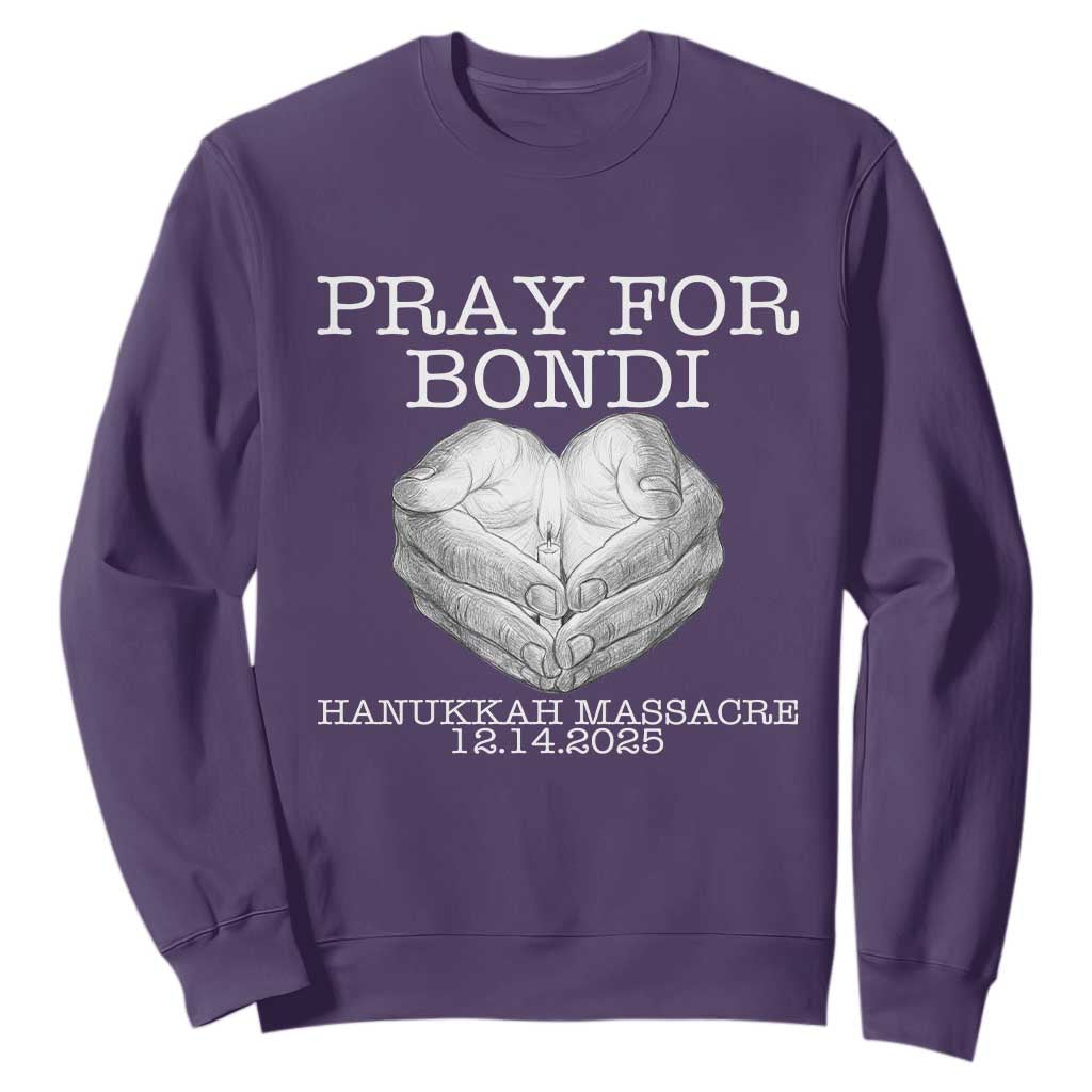 Pray for Bondi Australia Sweatshirt Hanukkah Memorial December 14 Tribute Support TS02 Purple Print Your Wear
