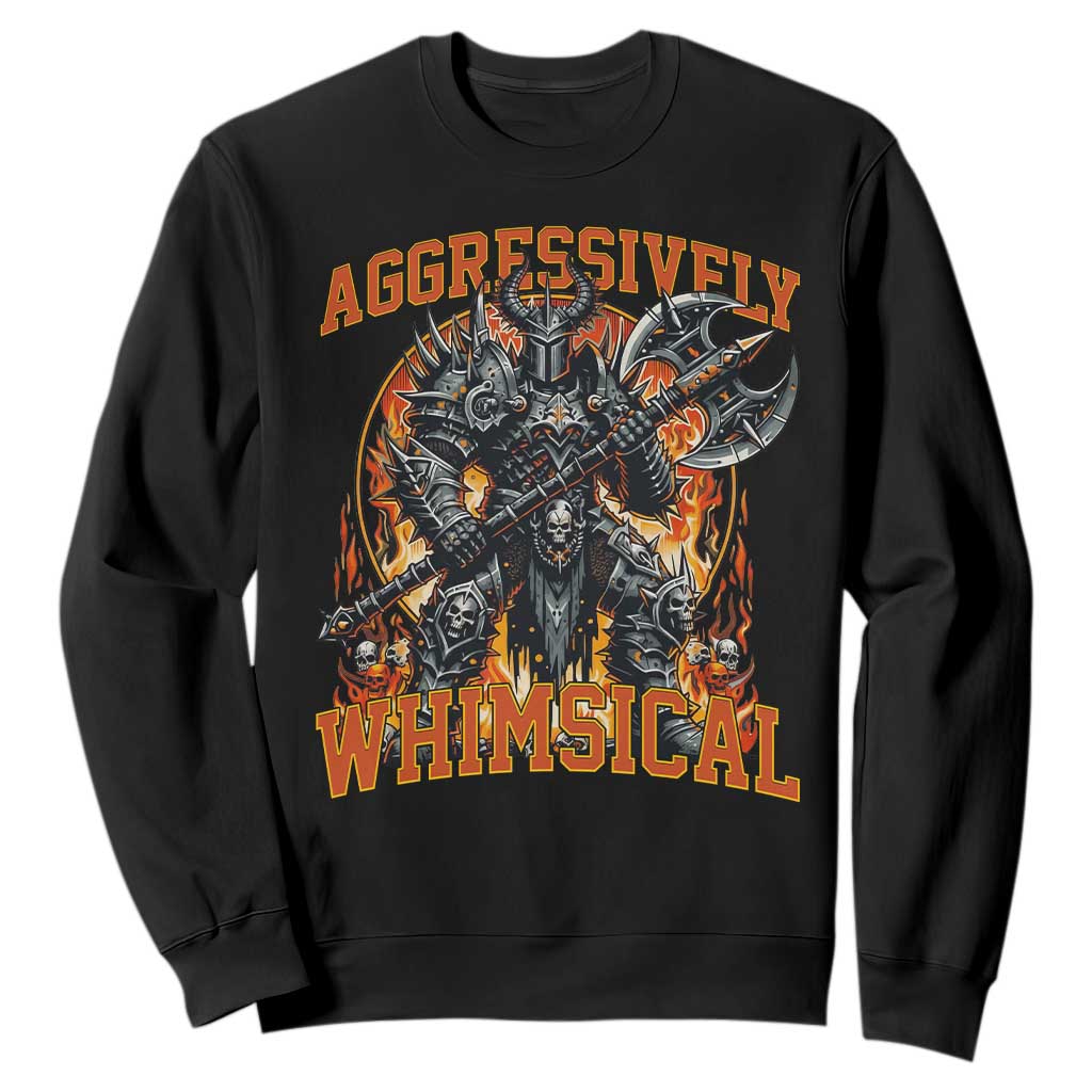 Chaotic Knight Metalcore Edgy Meme Aggressively Whimsical Sweatshirt Armor Metalheads Fairycore Tendencies TS02 Black Print Your Wear