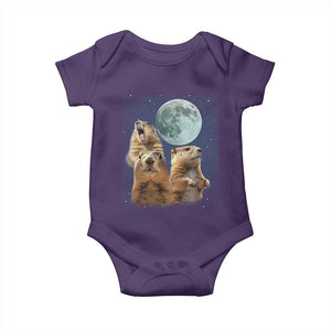 Funny Three Groundhog Meme Baby Onesie Woodchucks Under The Moon TS02 Purple Print Your Wear