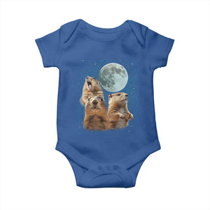 Funny Three Groundhog Meme Baby Onesie Woodchucks Under The Moon TS02 Royal Blue Print Your Wear