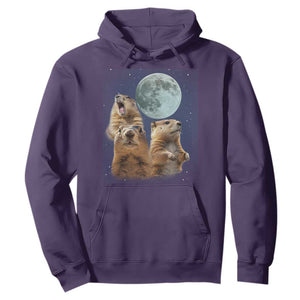 Funny Three Groundhog Meme Hoodie Woodchucks Under The Moon TS02 Purple Print Your Wear