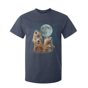 Funny Three Groundhog Meme T Shirt For Kid Woodchucks Under The Moon TS02 Navy Print Your Wear