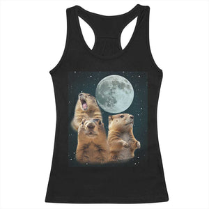 Funny Three Groundhog Meme Racerback Tank Top Woodchucks Under The Moon TS02 Black Print Your Wear