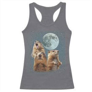 Funny Three Groundhog Meme Racerback Tank Top Woodchucks Under The Moon TS02 Charcoal Print Your Wear