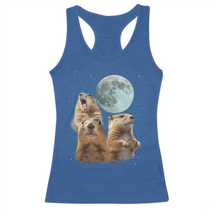 Funny Three Groundhog Meme Racerback Tank Top Woodchucks Under The Moon TS02 Royal Blue Print Your Wear