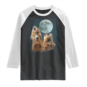 Funny Groundhog Meme Raglan Shirt Woodchucks Under The Moon TS02 Black White Print Your Wear