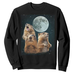 Funny Three Groundhog Meme Sweatshirt Woodchucks Under The Moon TS02 Black Print Your Wear