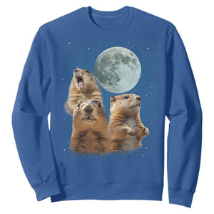 Funny Three Groundhog Meme Sweatshirt Woodchucks Under The Moon TS02 Royal Blue Print Your Wear