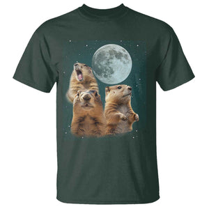 Funny Three Groundhog Meme T Shirt Woodchucks Under The Moon TS02 Dark Forest Green Print Your Wear