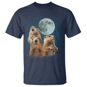 Funny Three Groundhog Meme T Shirt Woodchucks Under The Moon TS02 Navy Print Your Wear