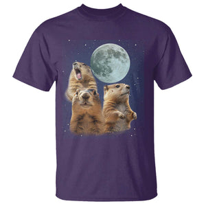 Funny Three Groundhog Meme T Shirt Woodchucks Under The Moon TS02 Purple Print Your Wear