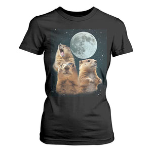 Funny Three Groundhog Meme T Shirt For Women Woodchucks Under The Moon TS02 Black Print Your Wear