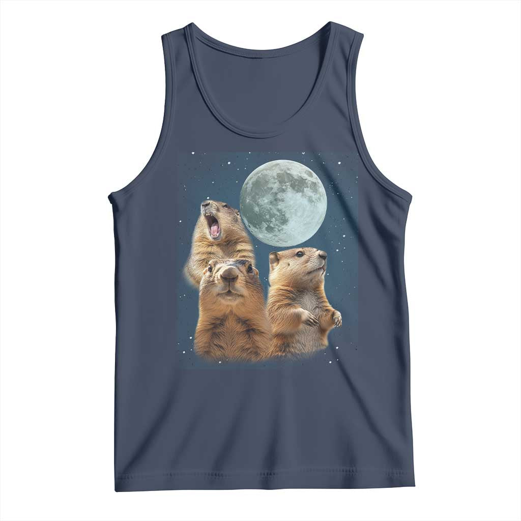 Funny Groundhog Meme Tank Top Woodchucks Under The Moon TS02 Navy Print Your Wear