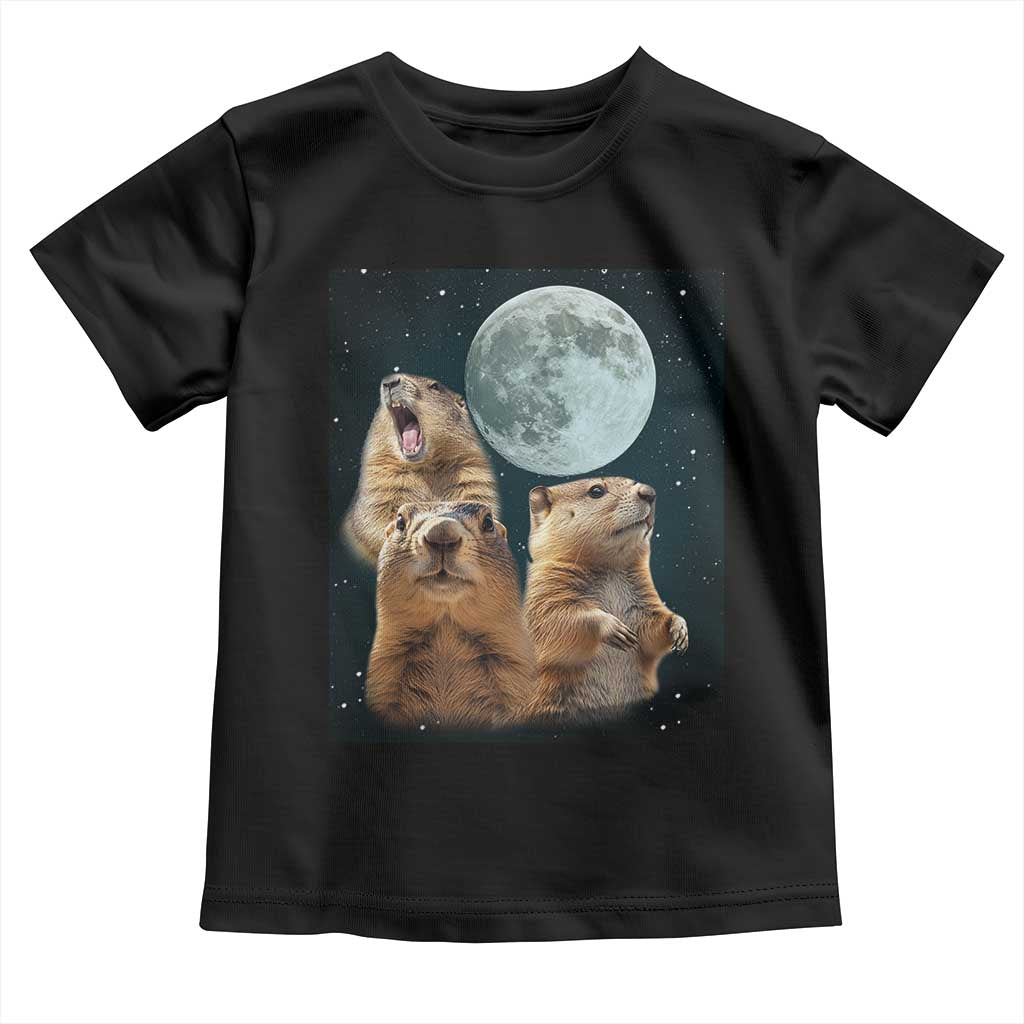 Funny Three Groundhog Meme Toddler T Shirt Woodchucks Under The Moon TS02 Black Print Your Wear