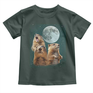 Funny Three Groundhog Meme Toddler T Shirt Woodchucks Under The Moon TS02 Dark Forest Green Print Your Wear