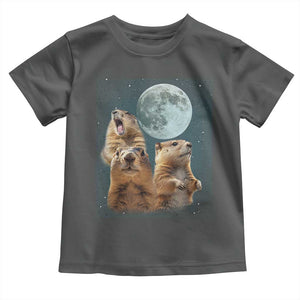 Funny Three Groundhog Meme Toddler T Shirt Woodchucks Under The Moon TS02 Dark Heather Print Your Wear