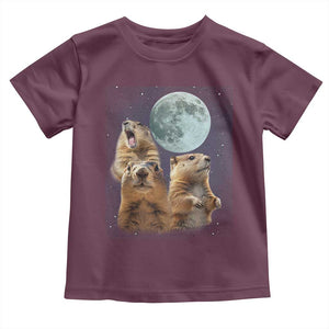 Funny Three Groundhog Meme Toddler T Shirt Woodchucks Under The Moon TS02 Maroon Print Your Wear