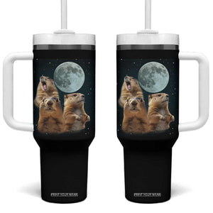 Funny Groundhog Meme Tumbler With Handle Woodchucks Under The Moon TS02 One Size: 40 oz Black Print Your Wear