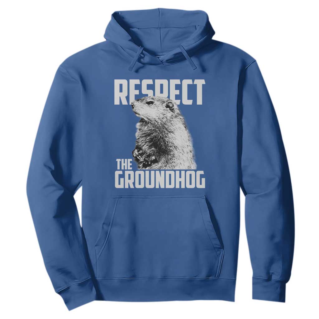 Respect The Groundhog Hoodie Funny Woodchuck Shadow Meteorlogy TS02 Royal Blue Print Your Wear