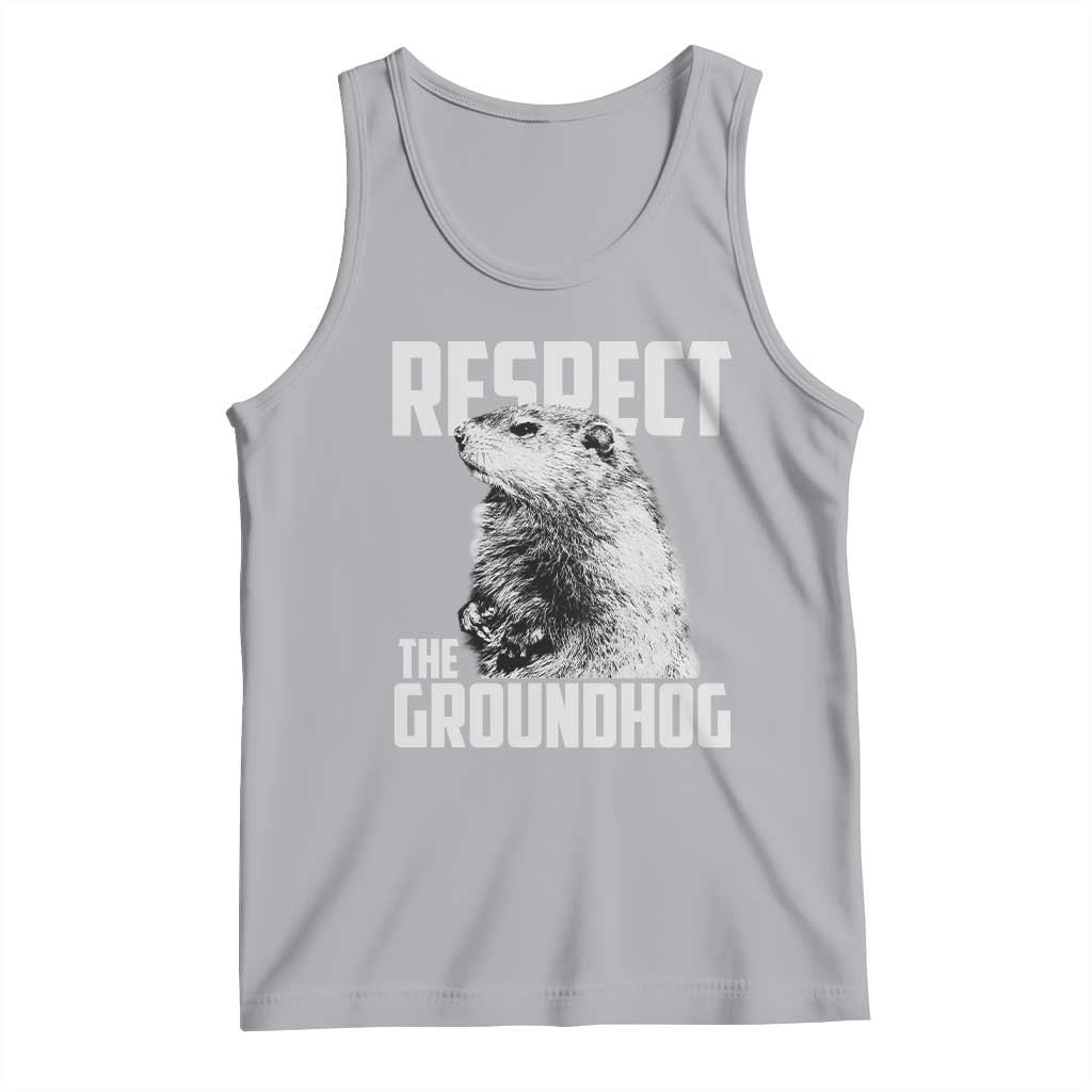 Respect The Groundhog Tank Top Funny Woodchuck Shadow Meteorlogy TS02 Athletic Heather Print Your Wear