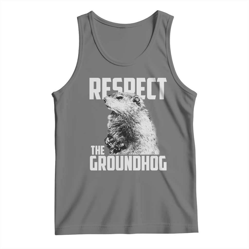 Respect The Groundhog Tank Top Funny Woodchuck Shadow Meteorlogy TS02 Black Heather Print Your Wear