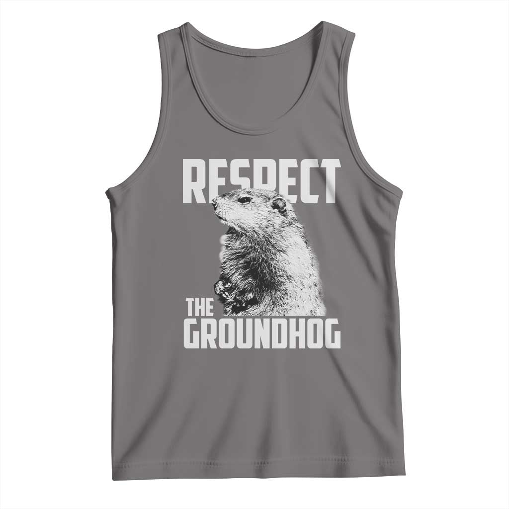 Respect The Groundhog Tank Top Funny Woodchuck Shadow Meteorlogy TS02 Deep Heather Print Your Wear
