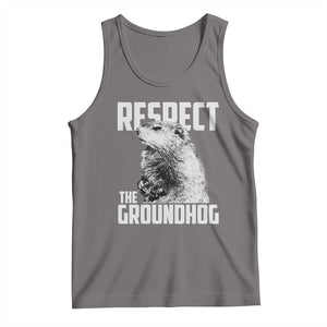 Respect The Groundhog Tank Top Funny Woodchuck Shadow Meteorlogy TS02 Deep Heather Print Your Wear