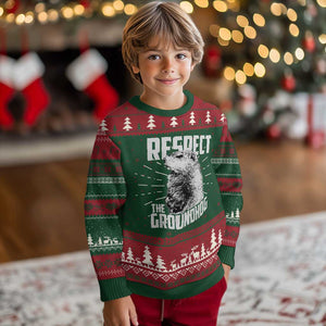 Respect The Groundhog Knit Sweatshirt Funny Woodchuck Shadow Meteorlogy TS02 Christmas Print Your Wear