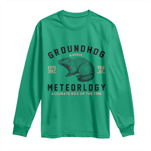 Groundhog Meteorology Long Sleeve Shirt Estd 1887 Accurate 50 Percent Of The Time Woodchuck TS02 Irish Green Print Your Wear