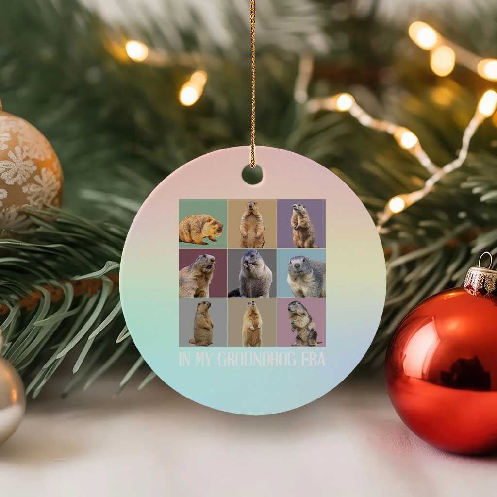 In My Groundhog Era Ceramic Ornament Funny Woodchuck TS02 1pc Pastel Print Your Wear