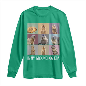 In My Groundhog Era Long Sleeve Shirt Funny Woodchuck TS02 Irish Green Print Your Wear