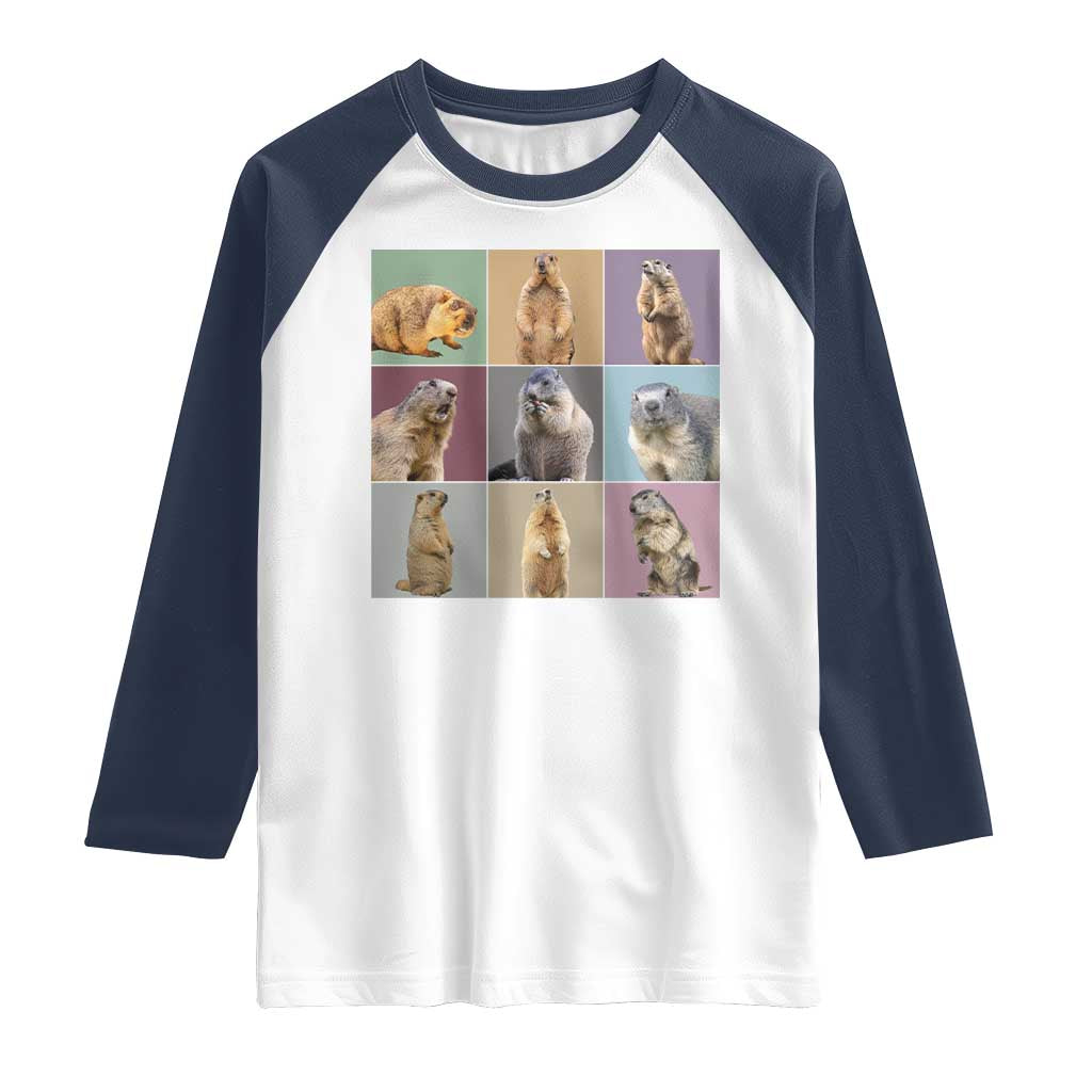 In My Groundhog Era Raglan Shirt Funny Woodchuck TS02 White Navy Print Your Wear